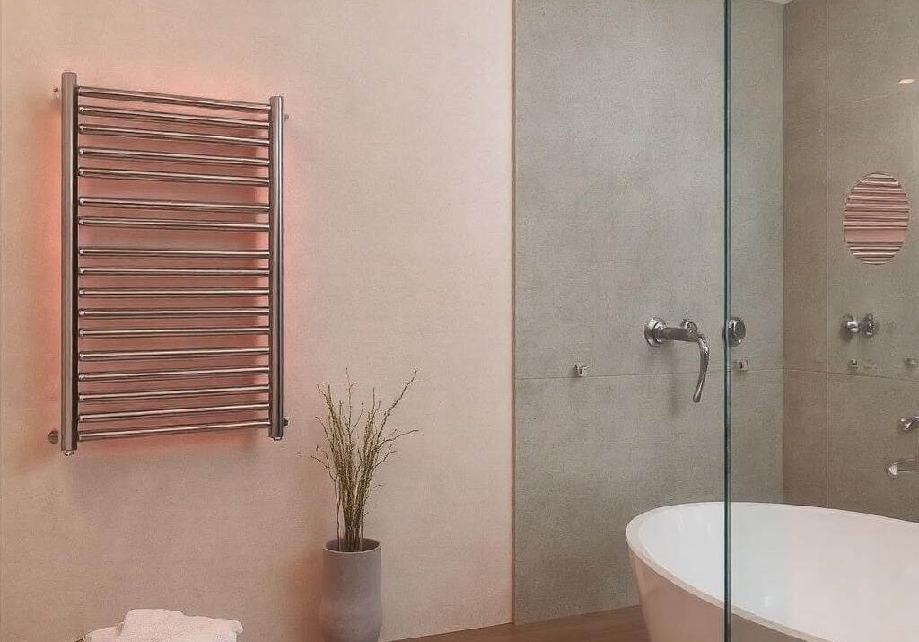 Nowoczesny grzejnik w minimalistycznym wnętrzu