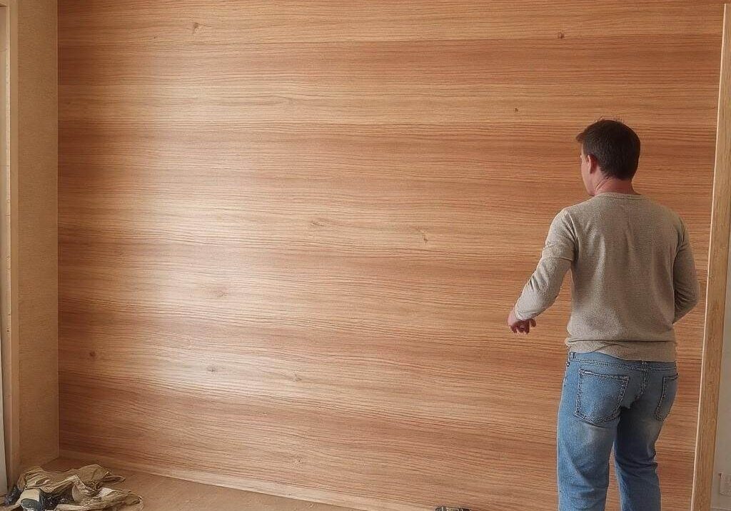 Pomieszczenie z nowoczesną boazerią
