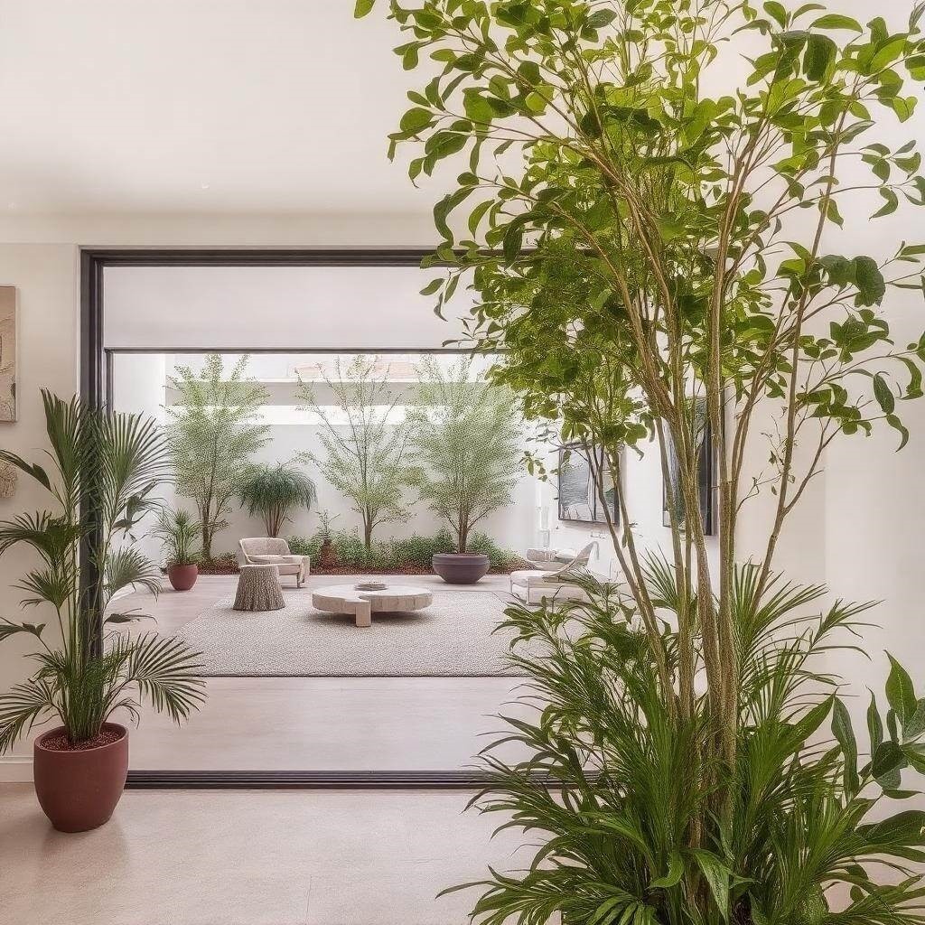 Salon z elementami natury