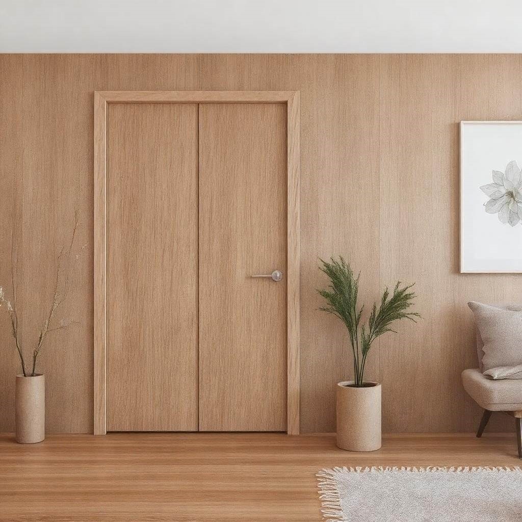 Stylowe drzwi w połączeniu z boazerią