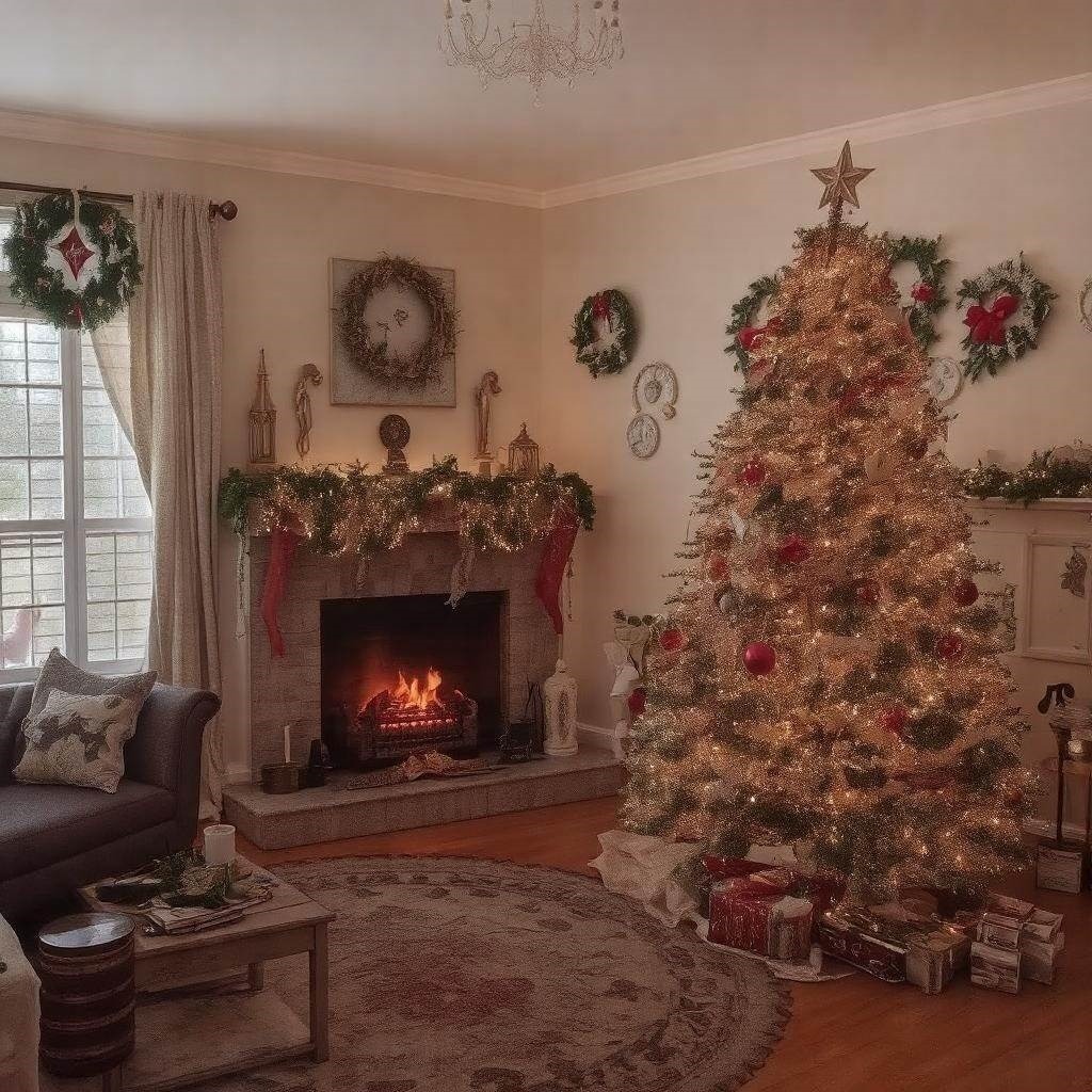 Zbliżenie na ozdobione bombkami drzewko