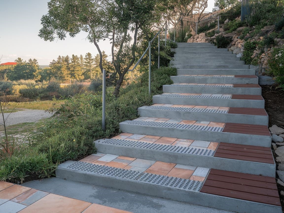 0Estetyczne pokrycie schodów betonowych na zewnątrz