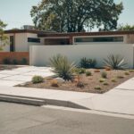 0Współczesny chodnik przy domu z dużymi oknami