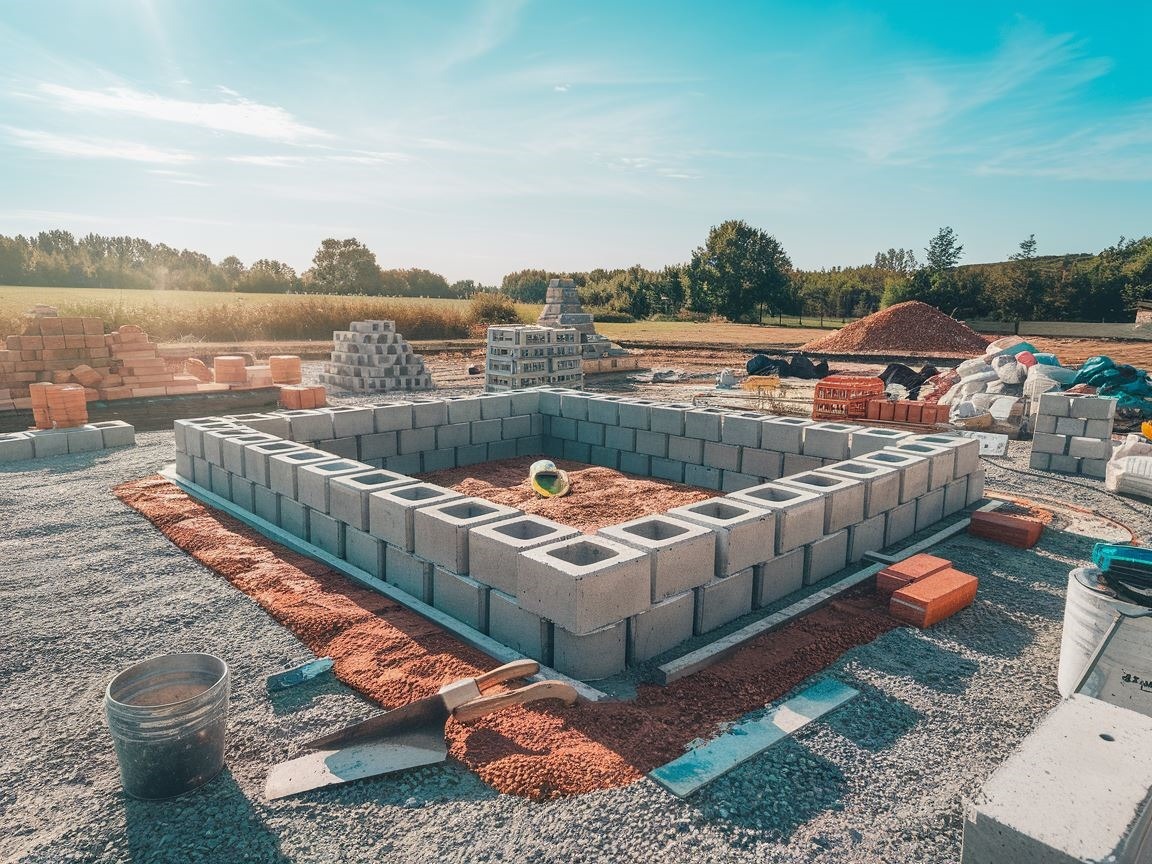 Fundament z betonu pod ogrodzenie z pustaków łupanych