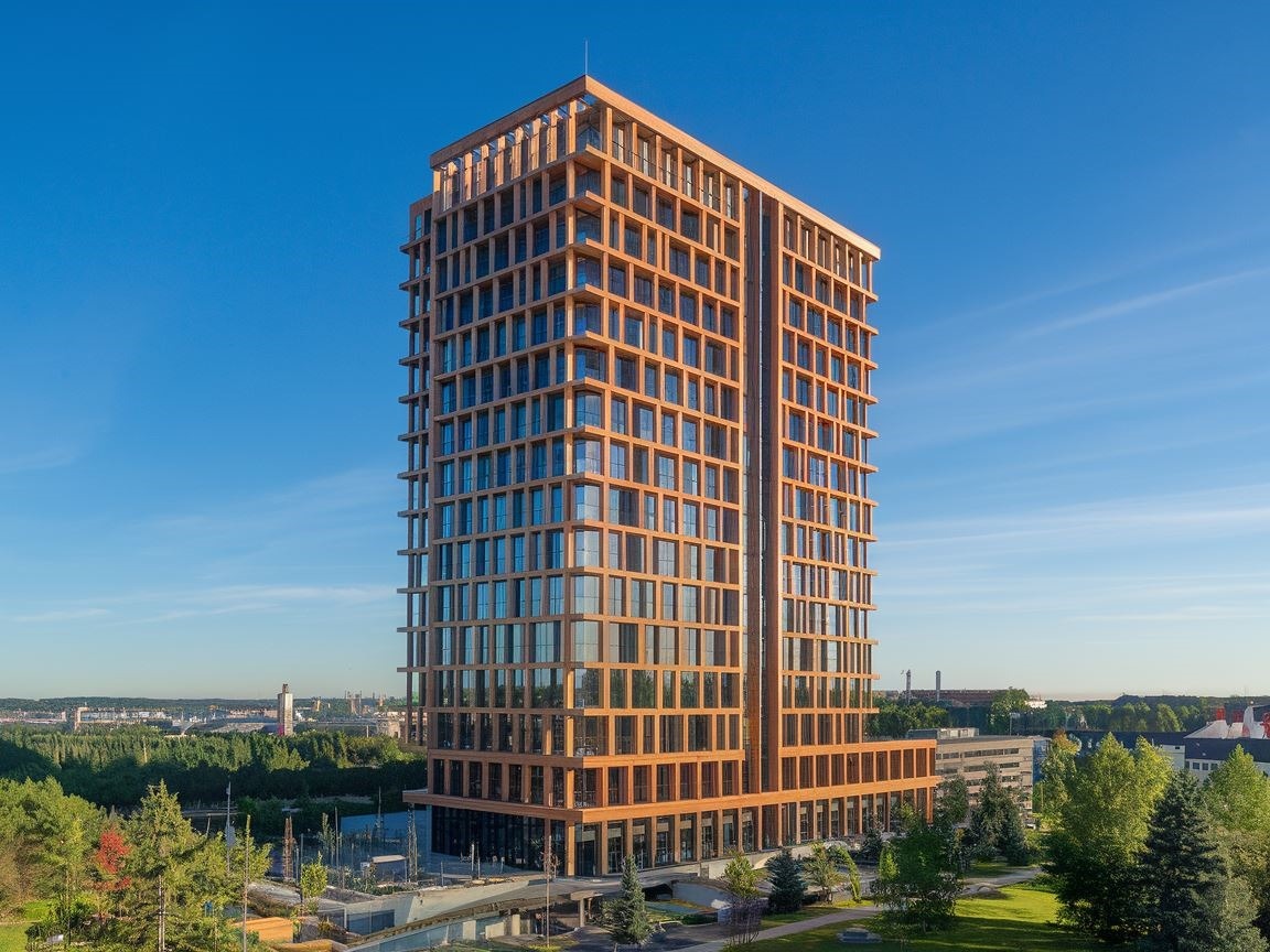 Imponująca drewniana budowla w centrum miasta