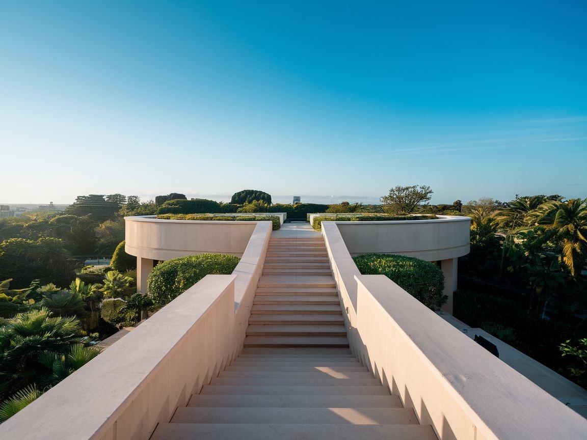 Nowoczesne schody na tle zieleni