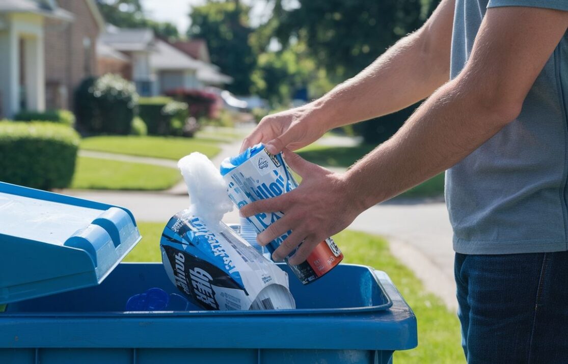 Opakowanie po piance do golenia w koszu na niebezpieczne śmieci