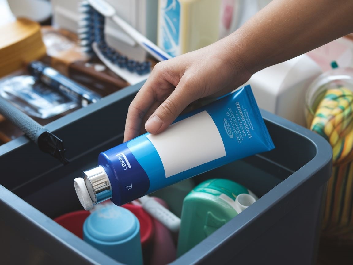 Opakowanie po piance do golenia w koszu na śmieci