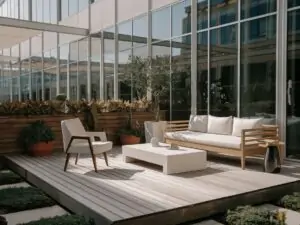 Optymalnie zaprojektowany taras w otoczeniu zieleni