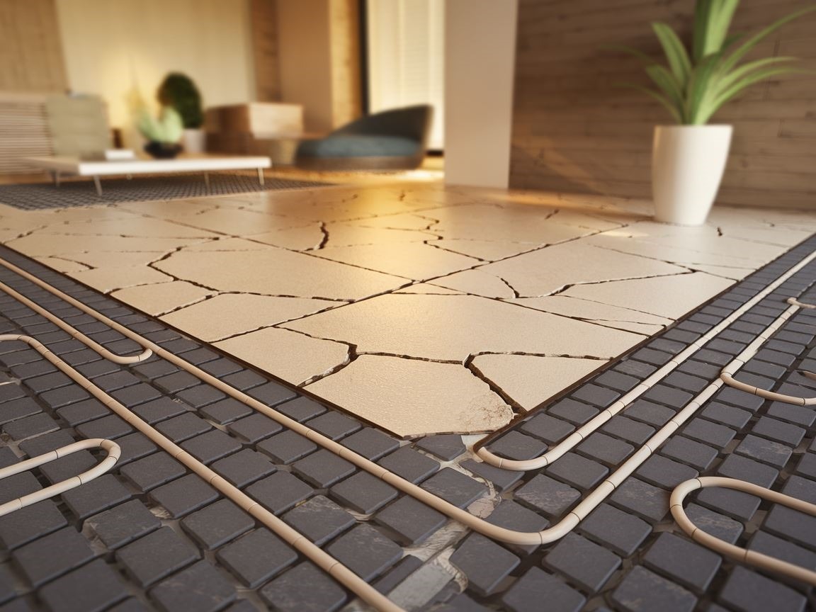 Pęknięcia na kafelkach w pomieszczeniu z ogrzewaniem podłogowym