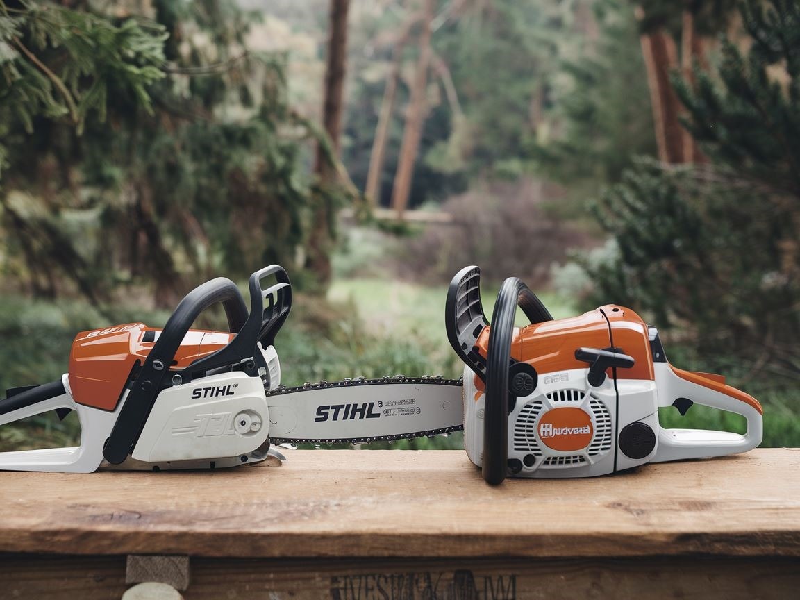 Pilarka spalinowa Stihl w akcji na tle lasu