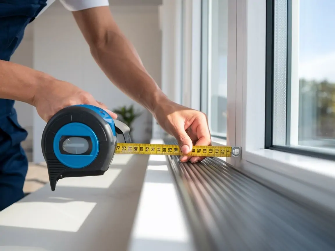 Proces dokładnego mierzenia wymiarów okna