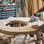 Przykład gotowego stołu do pilarki tarczowej w warsztacie