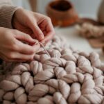Przytulna poduszka supeł z grubej włóczki