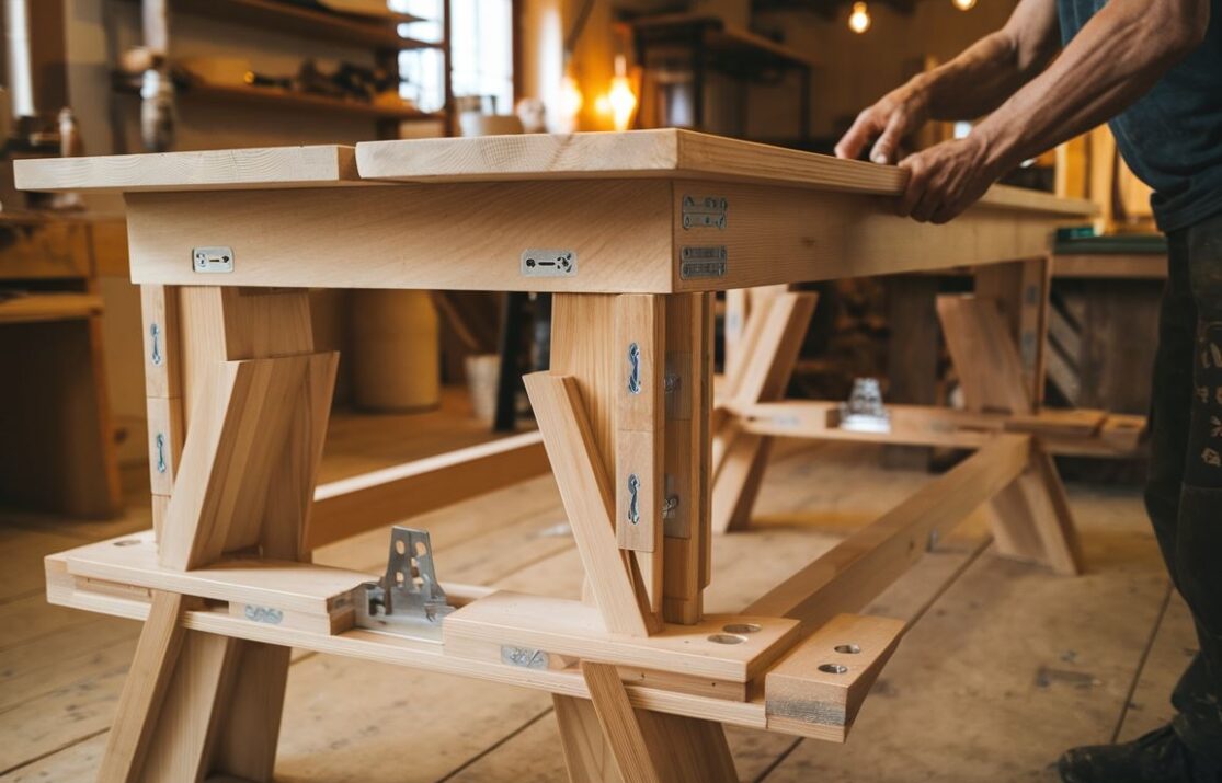 Szczegóły mocowania nóg za pomocą śrub i wsporników