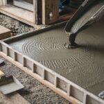 Użycie poziomicy przy wyrównywaniu świeżej wylewki