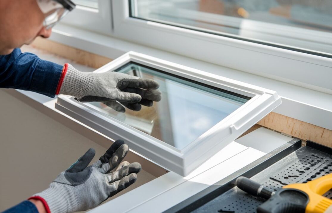 Widok na narzędzia i materiały potrzebne do wymiany szyby