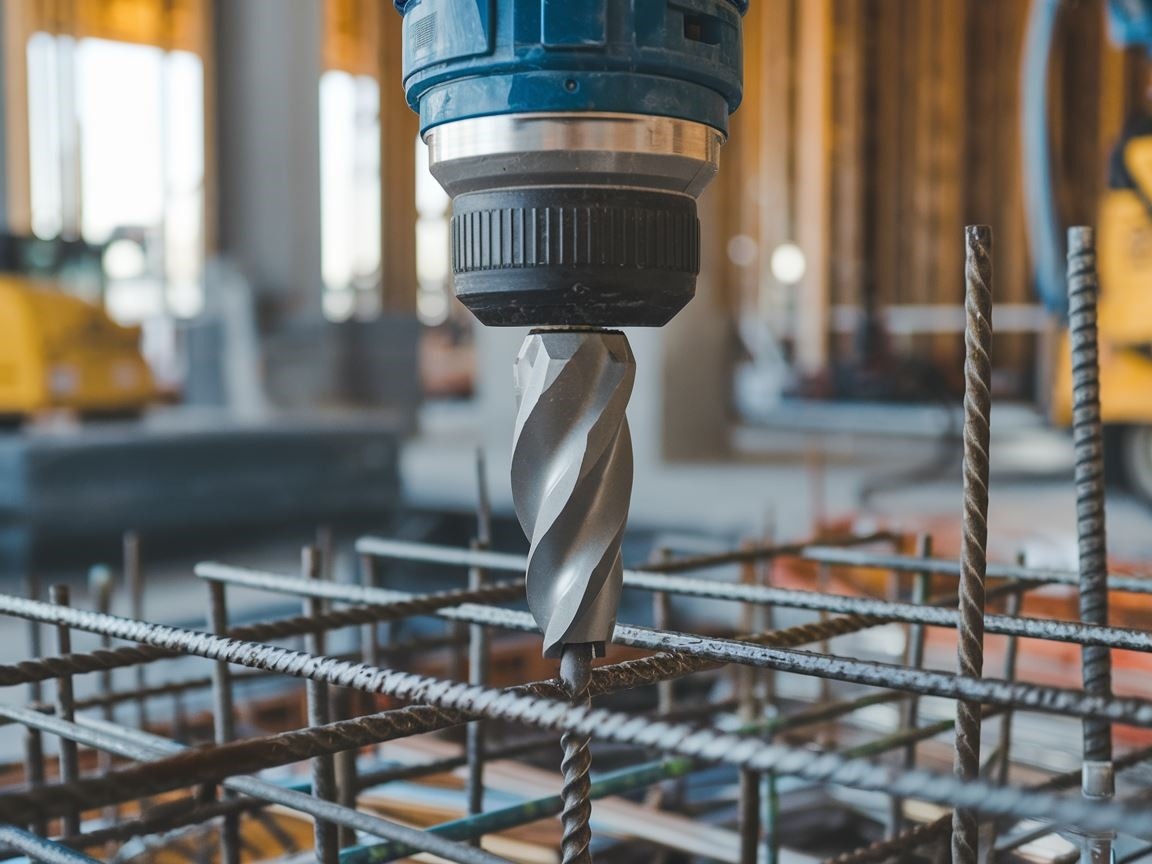 Wiertło do betonu zbrojonego z końcówką diamentową