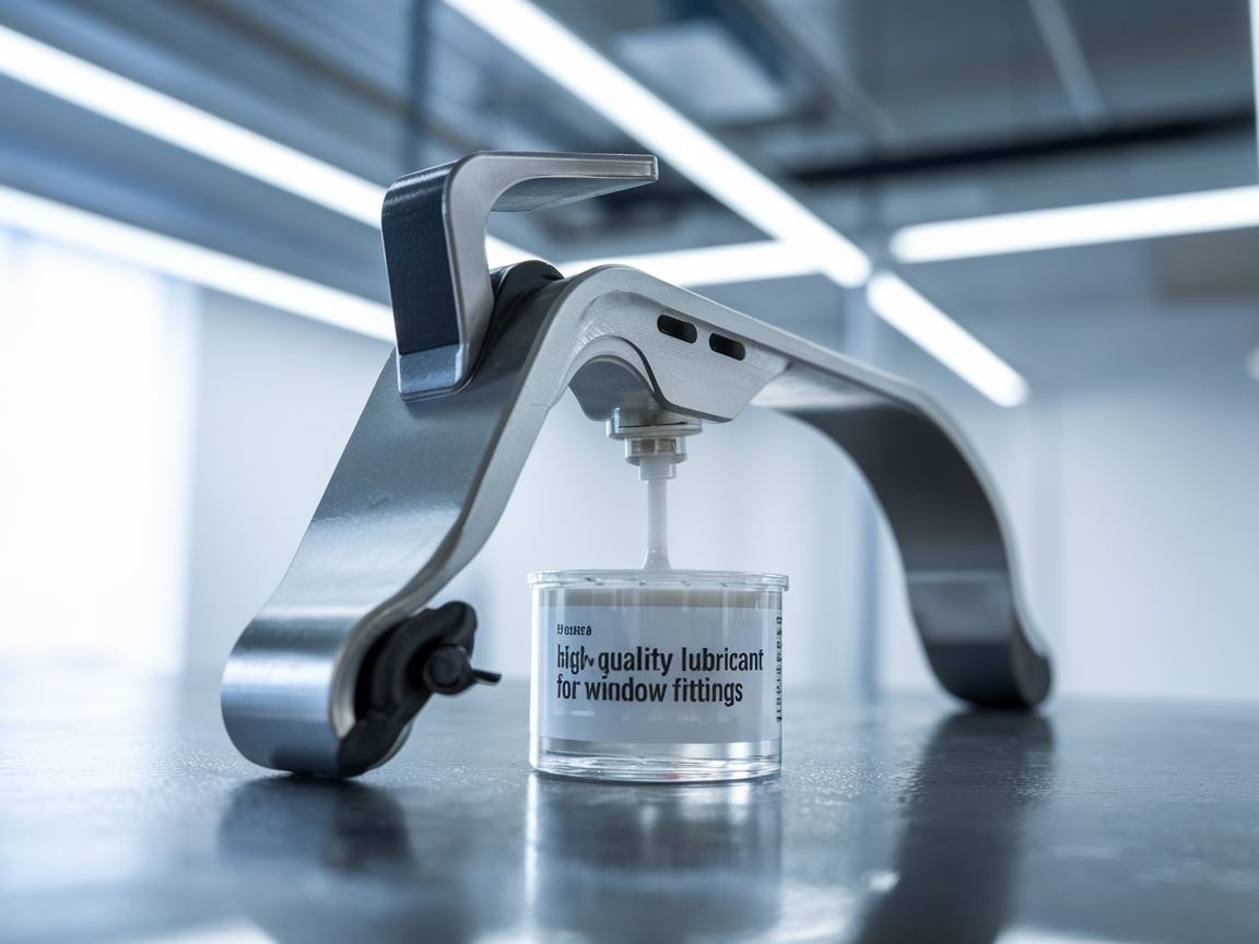 Zbliżenie na aplikację smaru na zawias okienny