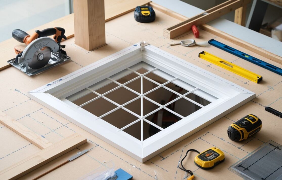 Zbliżenie na słupek w oknie narożnym