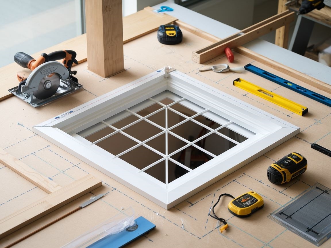 Zbliżenie na słupek w oknie narożnym