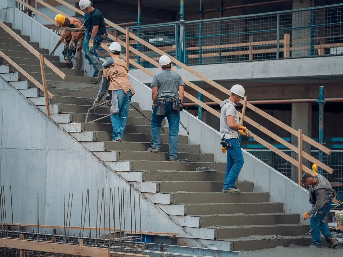 Zewnętrzne schody betonowe w trakcie budowy