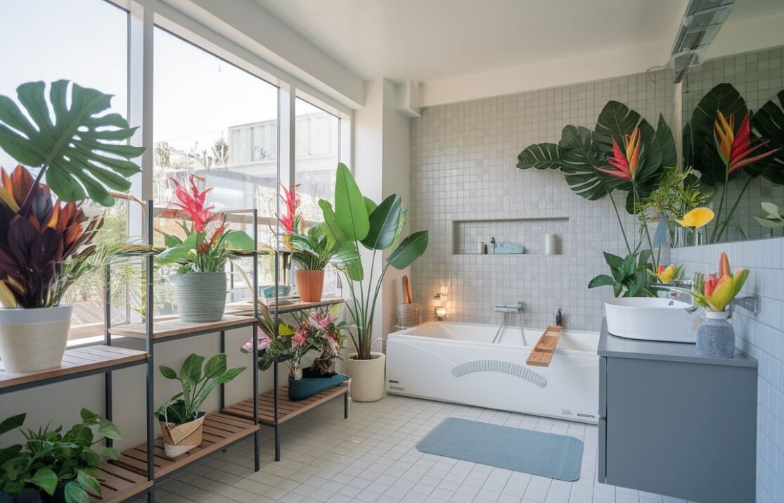 Zielona przestrzeń w łazience