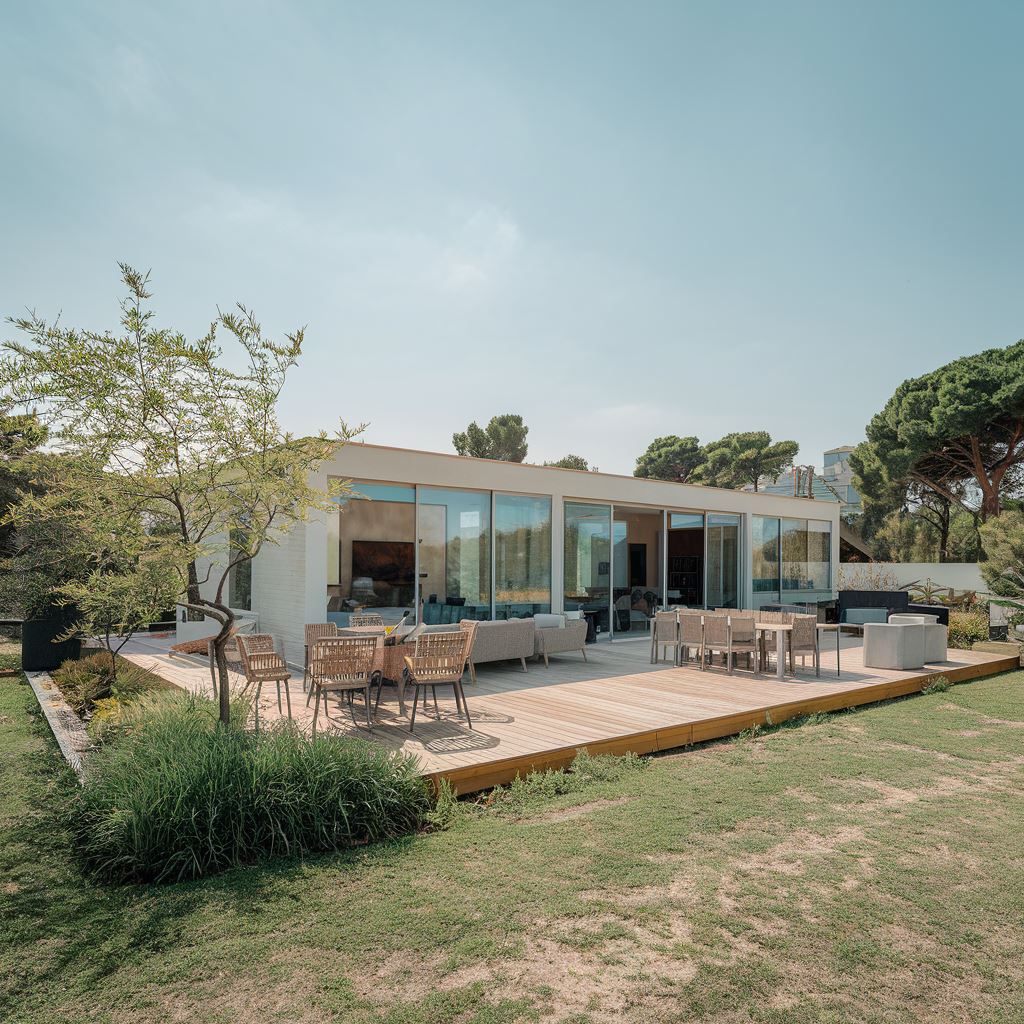 przestronny taras z meblami