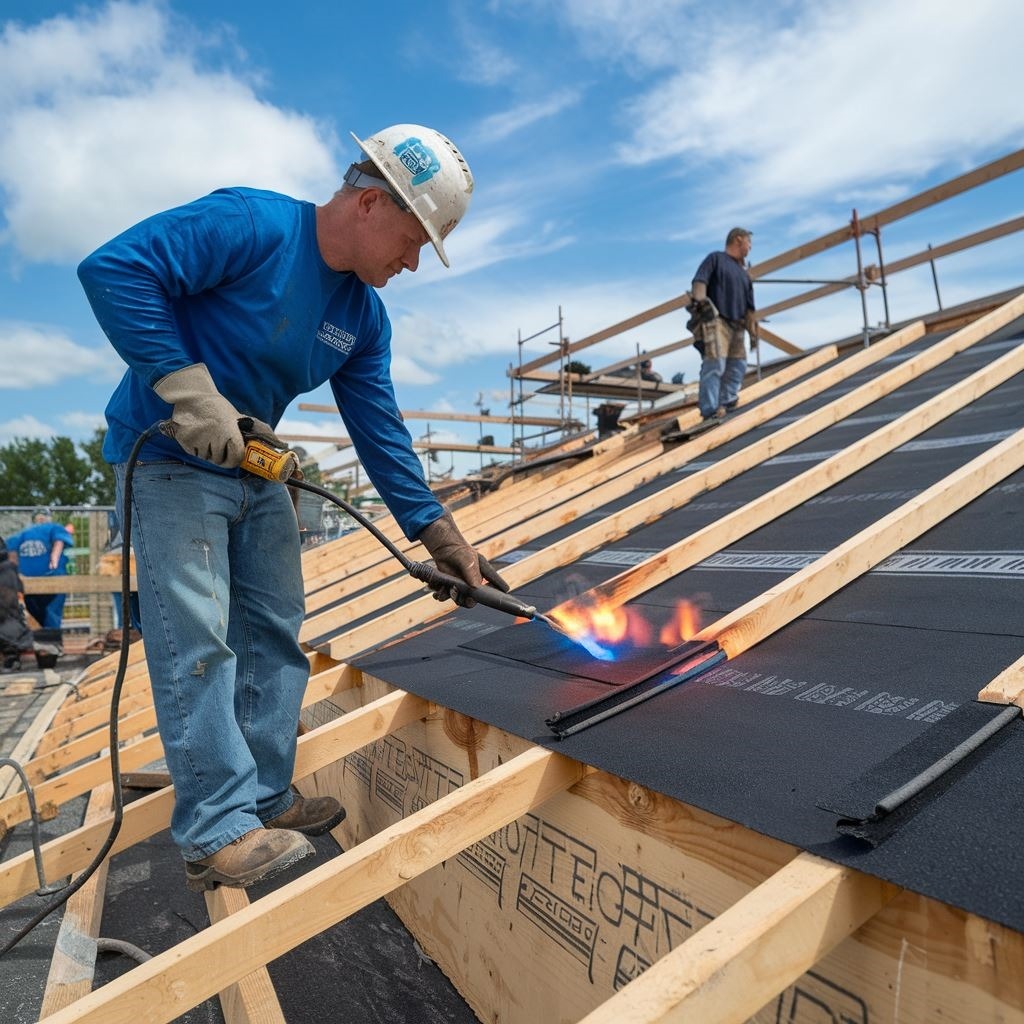 Montaż papy na dachu