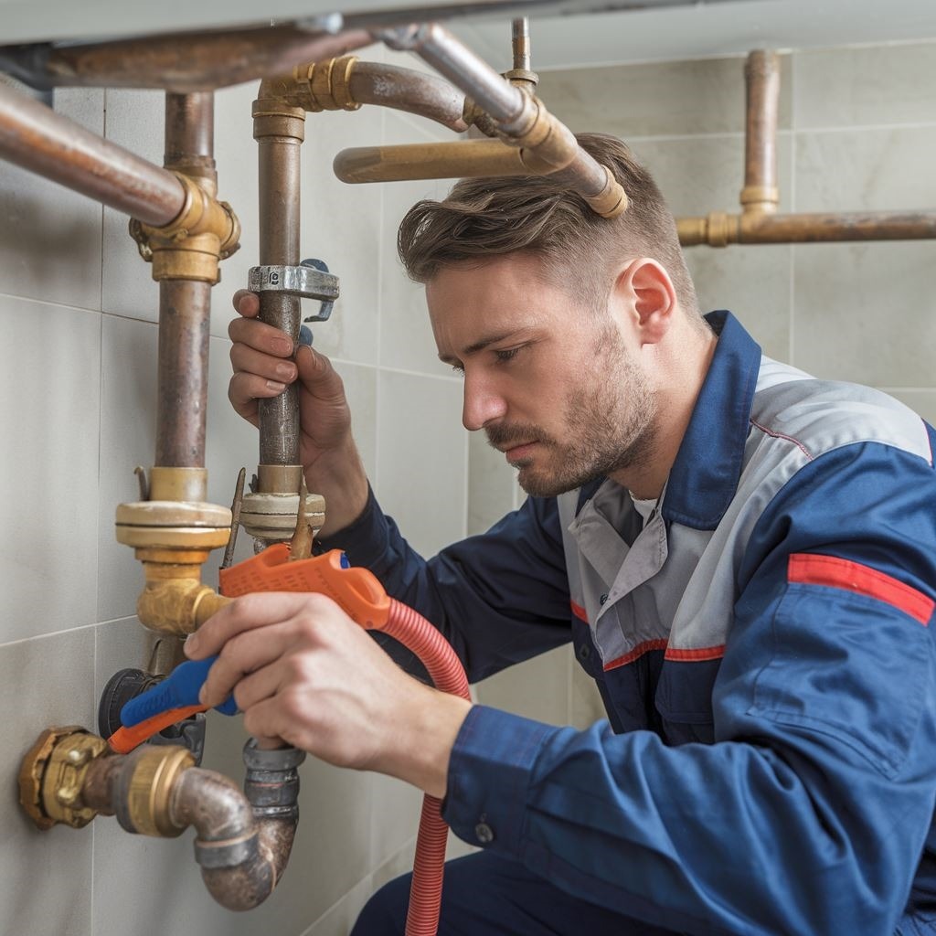 hydraulik naprawiający rury