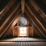 instalacja anteny w drewnianym poddaszu
