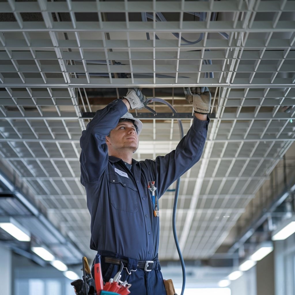 instalacja kabla w suficie podwieszanym