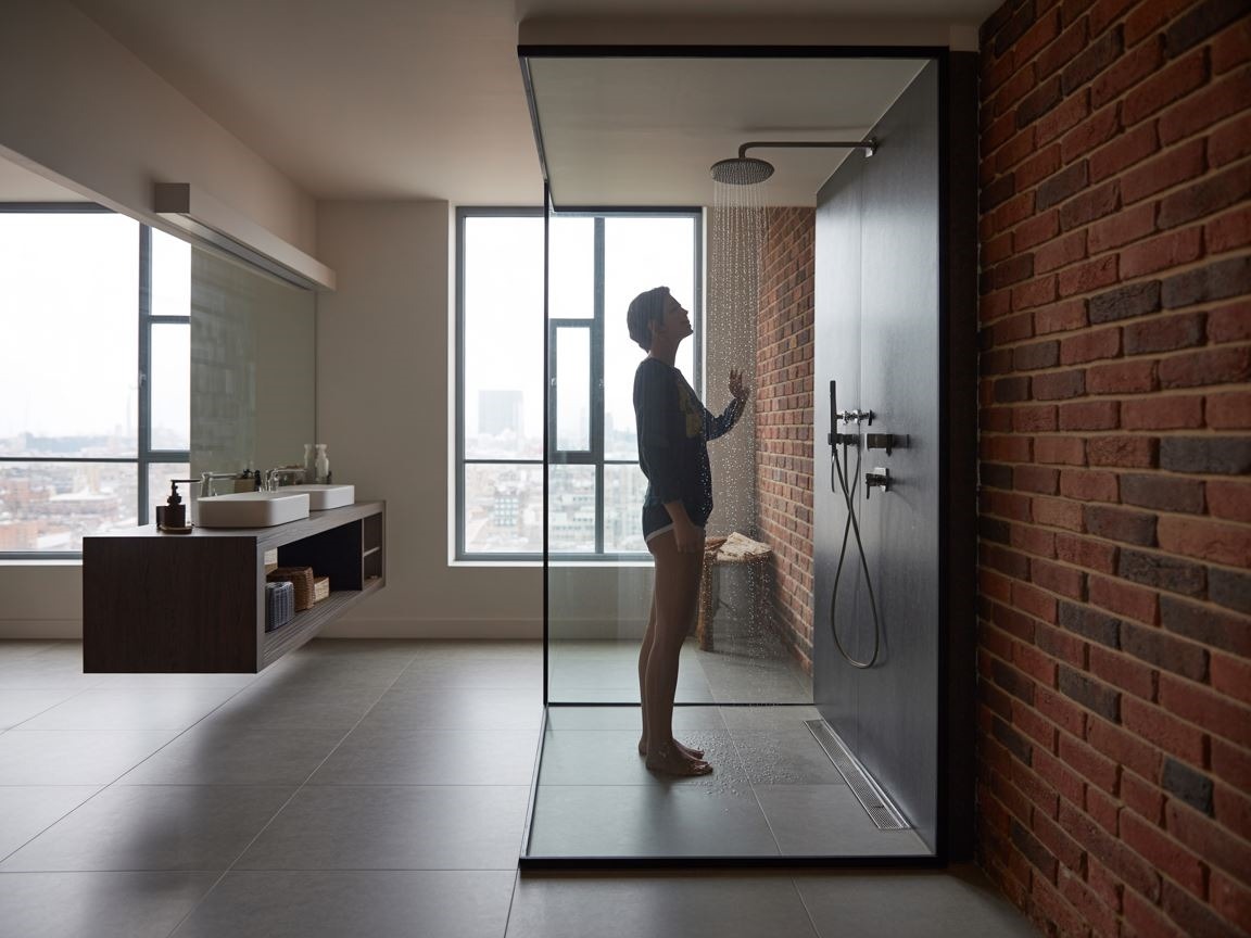 łazienka loftowa z prysznicem