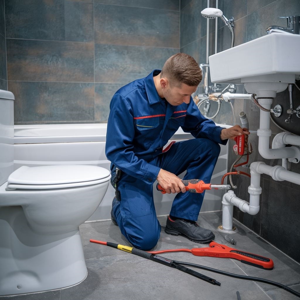 praca pod zlewem kuchennym