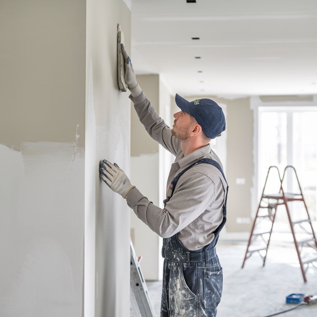 remont ściany z farbą