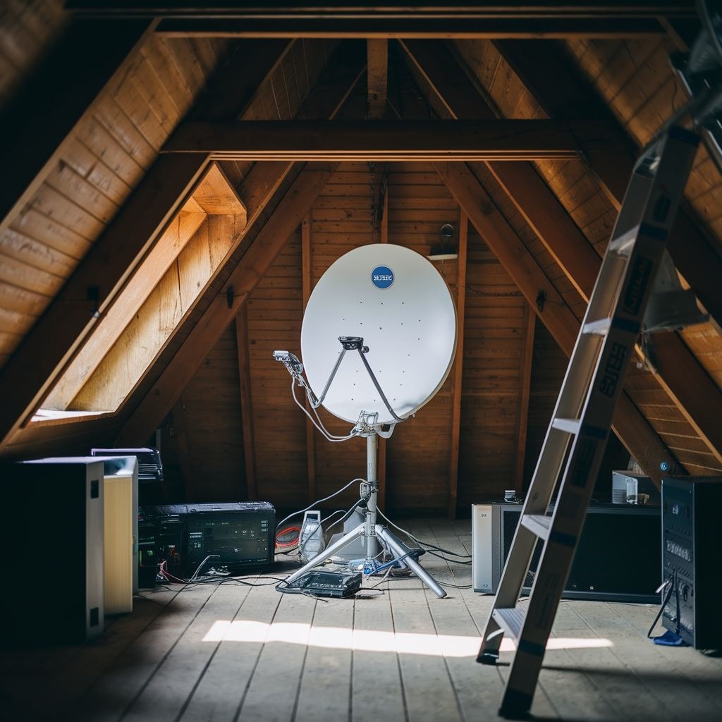 satelita w domu na poddaszu