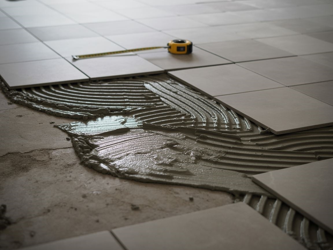 za dużo kleju pod płytką