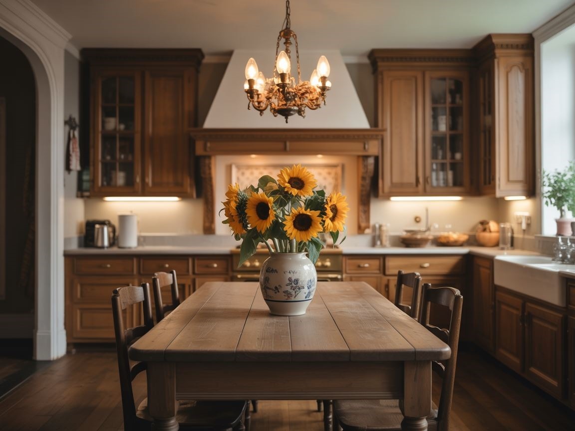 żyrandol vintage w kuchni