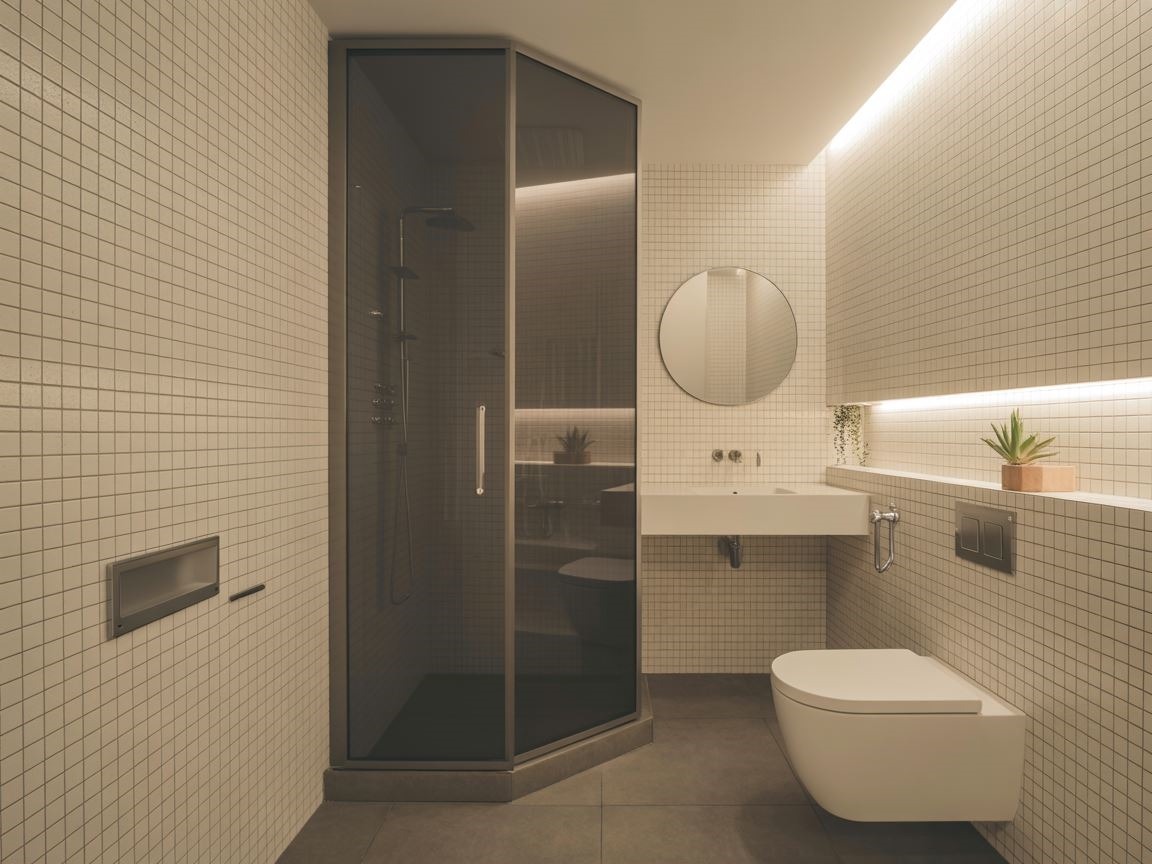 kompaktowa łazienka z kabiną