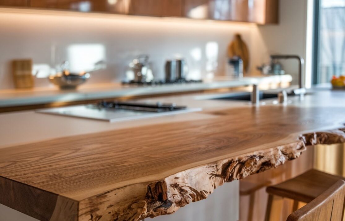 0Detale usłojenia na drewnianym blacie tekowym