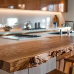 0Detale usłojenia na drewnianym blacie tekowym