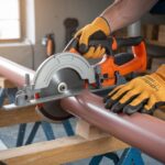 Bezpieczne cięcie rury PCV wzdłuż przy użyciu piły ręcznej