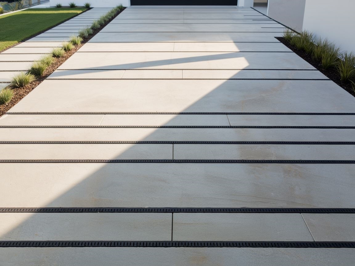 Brukowany wjazd do garażu w nowoczesnym stylu